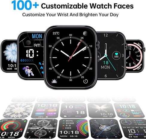 OUKITEL Smart Watch for Men Women, 1.83" HD Touchscreen Fitness Tracker, Bluetooth Notifications/Calls, IP68 Waterproof, 100+ Sport Modes, 24/7 Heart Rate & Sleep Monitor for iPhone Android iOS in Kuwait