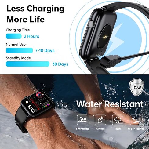 OUKITEL Smart Watch for Men Women, 1.83" HD Touchscreen Fitness Tracker, Bluetooth Notifications/Calls, IP68 Waterproof, 100+ Sport Modes, 24/7 Heart Rate & Sleep Monitor for iPhone Android iOS in Kuwait