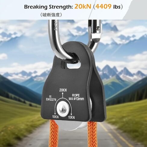 TRIWONDER 20kN Micro Climbing Pulley, Bearing Mobile Sheave Aluminum Fixed Eye Rock Rope Pulley for Rigging Lifting Hitch Tending in Saudi Arabia
