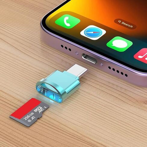 قارئ بطاقات Micro SD متوافق مع iPhone 16/16 Plus/16 Pro/16 Pro Max/15/15 Plus/15 Pro/15 Pro Max، محول بطاقة Micro SD من USB صغير من النوع C إلى Micro SD/TF، ​​التوصيل والتشغيل، أزرق in Saudi Arabia