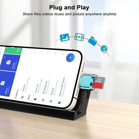 قارئ بطاقات Micro SD متوافق مع iPhone 16/16 Plus/16 Pro/16 Pro Max/15/15 Plus/15 Pro/15 Pro Max، محول بطاقة Micro SD من USB صغير من النوع C إلى Micro SD/TF، ​​التوصيل والتشغيل، أزرق in Saudi Arabia