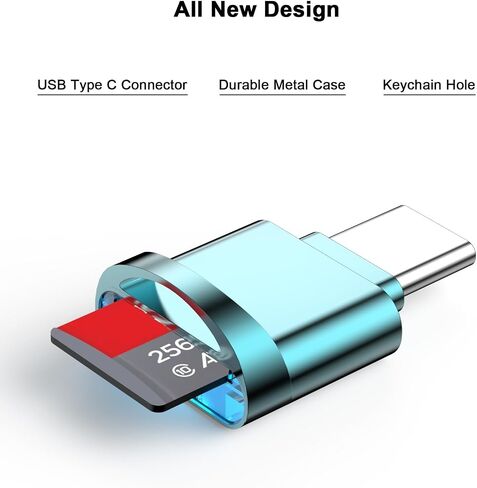 قارئ بطاقات Micro SD متوافق مع iPhone 16/16 Plus/16 Pro/16 Pro Max/15/15 Plus/15 Pro/15 Pro Max، محول بطاقة Micro SD من USB صغير من النوع C إلى Micro SD/TF، ​​التوصيل والتشغيل، أزرق in Saudi Arabia