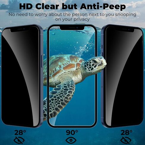 قطعتان من واقي شاشة الخصوصية لهاتف iPhone 12/12 Pro مقاس 6.1 بوصة، واقي شاشة مضاد للتجسس من الزجاج المقسى مقاوم للكسر/مضاد للخدش/حساس باللمس/بدون فقاعات هواء/سهل التركيب in Kuwait