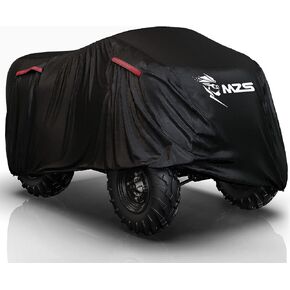 MZS ATV Cover, All Weather Outdoor Waterproof Quad Cover Protection fits up to 88 inch 4 Wheeler Covers - Tear Wind Proof Vents Night Reflective Adjuster Buckle Storage Bag