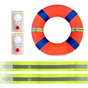 WICKED Life Ring/Life Buoy High-Vis Water-Active LED Strobe Light - مجموعة الإنقاذ المعززة للسلامة للرجل على متن السفينة مع أشرطة عاكسة (عبوتان) in Kuwait