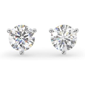 14K Solid White or Yellow Gold Lab Grown Moissanite Diamond Round Cut Solitaire Stud Earrings | 1.0 or 2.0 CTW | 3-Prong | Screw Back or Push Back Posts | Made in USA | By Adora Fine Jewelry
