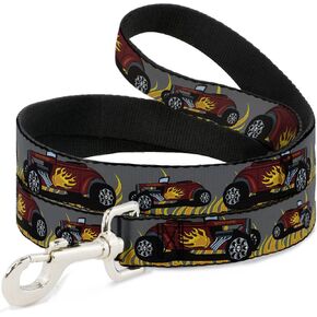 Buckle-Down Pet Leash - Hot Rod w/Flames - 6 Feet Long - 1" Wide
