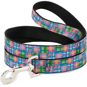 Buckle-Down Pet Leash - Madras Plaid Pink - 6 Feet Long - 1" Wide