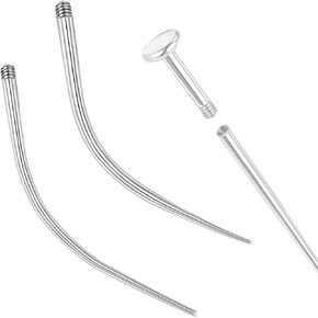 PunkTracker 14g/16g/18g Curved ASTM F136 Titanium Piercing Kit Taper Insertion Pin Tool for Internal Thread Tragus Helix Lip Nose Helix Piercing Jewelry Labret Studs Nose Stud Stretcher