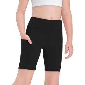 Haloumoning Girls Athletic Shorts High Waist Yoga Bike Running Volleyball Dance Shorts with Pockets Workout Clothes