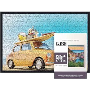 11.25x38.25 Puzzle Frame Kit with Glue Sheets | Black Mid Century Picture Frame | Real Wood with UV Resistant Acrylic Front | Made to Preserve and Display Puzzles Measuring 11.25x38.25 Inches in Saudi Arabia