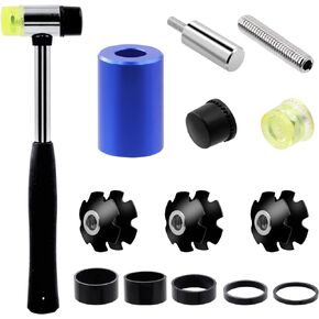 Glarks 15Pcs Bike Fork Star Nut Headset Spacer Installation Tool Kit, Bike Fork Installer Setting Tool and Rubber Hammers with Star Nuts and 3/5/10/15/20mm Bicycle Carbon Fiber Headset Spacer Kit