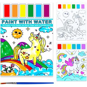 BAOXUE Water Coloring Books for Kids Ages 4-8,Pocket Watercolor Painting Book Kit for Toddlers,Kids Water Color Paint Set Art Crafts,Mini Travel Water Coloring Book,Gifts for Girls Boys