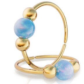 Gold Hoop Earrings for women - Blue Opal Huggie Earrings- Lobe Snug Hoop Earring- Gold Hoop Earrings - Minmalist Earrings - Dainty Hoop Earrings for Lobe