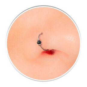 Thin Gold Nose Ring Tiny Black Bead Nose Hoop For Women, Dainty Nose Rings 24G 14k Gold Filled, 7mm inner diameter