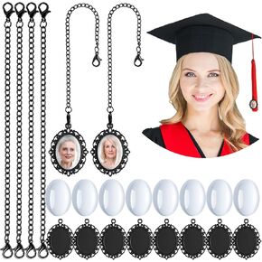 Sureio 20 Pcs Graduation Gift Memorial Photo Charm for Cap in Memory Graduation Cap Memorial Photo Chain 2024 Graduation Cap Charm Personalized Photo Charm for Ceremony Picture Decoration