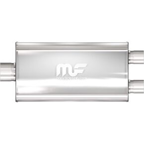 MagnaFlow Performance Exhaust Muffler 12580: 2.5"/2.25" Inlet/Outlet, 5x11x22" Oval, Stainless Steel, Satin Finish