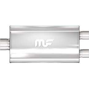كاتم صوت العادم MagnaFlow Performance 12588: مدخل/مخرج 3 بوصة/2.5 بوصة، بيضاوي 5 × 11 × 22 بوصة، من الفولاذ المقاوم للصدأ، لمسة نهائية من الساتان