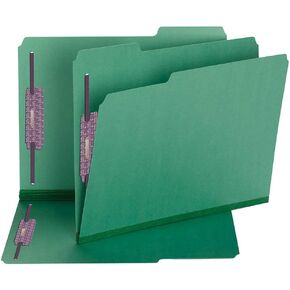 Smead Pressboard Fastener File Folder with SafeSHIELD Fasteners, 2 Fasteners, 1/3-Cut Tab, 2" Expansion, Letter Size, Blue, 25 per Box (14937)
