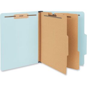 Universal Six-Section Pressboard Classification Folders, 2.5" Expansion, 2 Dividers, 6 Fasteners, Letter Size, Light Blue, 20/Box in Kuwait