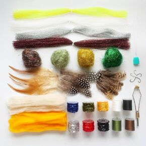 Edwoo Fly Tying Materials kit, 87pcs Starter kit, Bobbin Winder, Hook,Crystal Flash ice Dubbing Chenille,Fishing Lure Accessories, Manual DIY Bait, Best Gifts for Men, Fathers Day Gift in Saudi Arabia