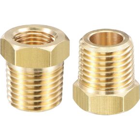 uxcell Brass Pipe Fitting Reducer Adapter 1/4" BSPT Male x 1/8" NPT Female for Water Oil Air Pressure Gauge Temp Sensor, 2pcs