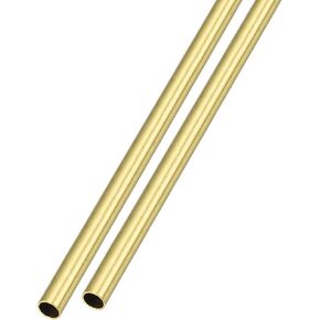 METALLIXITY Brass Tube (4mm OD x 1mm Wall T x 300mm L) 2Pcs, Straight Tubing - for Home Furnishing, Machinery, DIY Handicraft