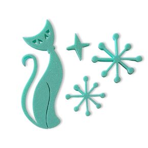 Retro Layers Midcentury Modern Vintage Style Atomic Cat Fridge Magnets Refrigerator Kitchen Décor 1960s Retro 50s Home MCM (Black)
