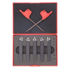 JWGJW 3/8" Indexable Machine Turning Holder&5PCS Indexable Carbide Lathe Tool Insert Bits Set for Turning Cutting Facing Boring and Chamfering