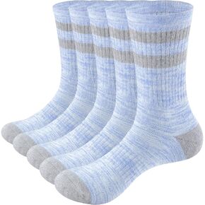 YUEDGE Womens Hiking Socks Moisture Wicking Cotton Work Boot Socks For Womens Size 6-9/9-11, 5 Pairs