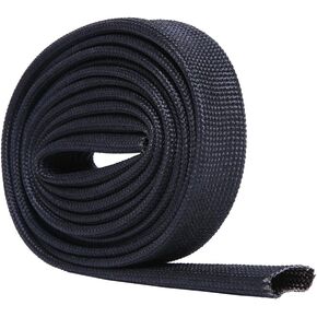 Hiwow 5FT Heat Sleeve Fiberglass Adjustable Heat Shield Sleeve Black Color (5FT X 26MM(1''))