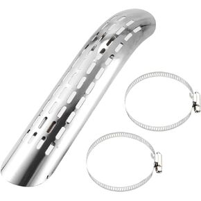 X AUTOHAUX 1 Set Universal Motorcycle Curve Exhaust Heat Shield Exhaust Pipe Heat Insulation Shield Muffler Guard with 70-100mm Clamps Black