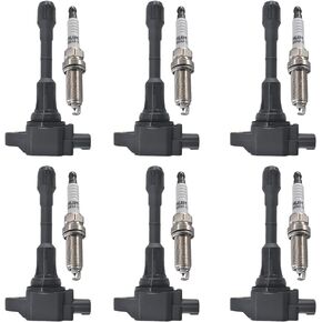 Autowxjq Set of 6 Iridium Spark Plug and 6 Ignition Coil Pack Compatible with Nissan Infiniti Maxima Murano Pathfinder Quest Altima Q50 QX60 FX35 370Z Q70 G37 QX50 QX70 V6 Replacement for UF550