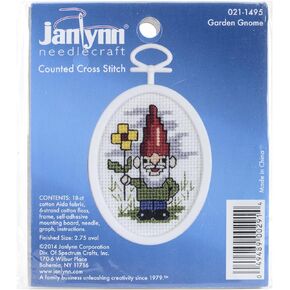 Tobin Janlynn Mini Cross Stitch Kit 2.75" Oval-Gnome (18 Count)