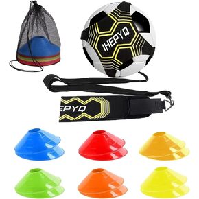 IHEPYQ Solo Soccer Trainer Soccer Training Equipment for Kids and Adults Hands Free Solo Practice Perfect for Football Skills Improvement Fit
