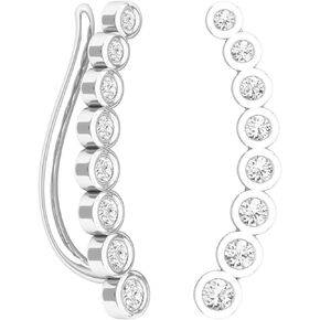 Dazzlingrock Collection 0.60 Carat (ctw) 18K Gold Round Lab Grown Diamond Ladies Journey Curved Climber Earrings