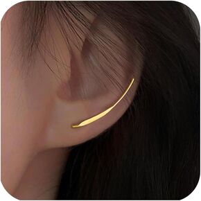 LOVPEPY 925 Sterling Silver Climbers Earrings for Women, Ear Cuffs Crawler Earrings to Daughter&Teen,Dainty Ear Crawler Earrings Minimalist Mother's Day Graduation Ceremony Birthday Jewelry Gifts in Kuwait
