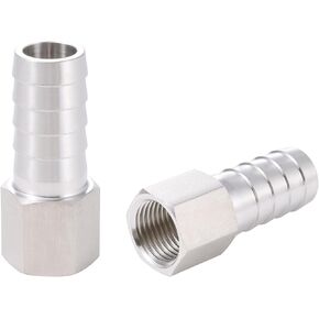 Stainless Steel 3/4" Barb x 1/2" FNPT Female Adaptor Home Brew Fitting Pack of 2