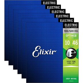 Elixir 19052 Optiweb Electric Guitar Strings Light 10-46 (6 Pack Bundle)