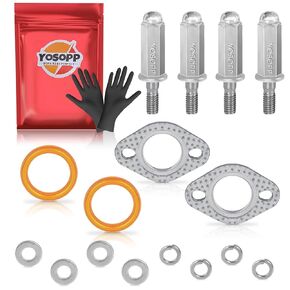 YOSOPP GY6 Exhaust Bolt Nuts Gasket for Scooters ATVs, 50cc-150cc, Moped Quad 4 Wheeler, Dune Buggy, Go Karts, Taotao Sunl Coolster, Jonway Roketa Sandrail, Silvery, 2 Pack.Silver