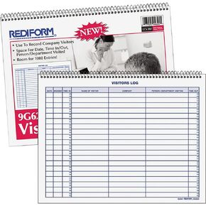 Rediform 9G620 Visitors Log Book,1000 Entries,Wire,50 Pgs,11-Inch x8-1/2-Inch ,White