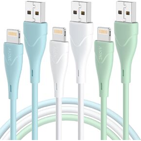 Aione iPhone Charger Lightning Cable, 3 Pack 6.6 ft Apple MFi Certified USB to Lightning Cable Fast Charging Cord for iPhone 14 13 12 11 Pro Max XR XS X 8 7 6 Plus SE iPad and More