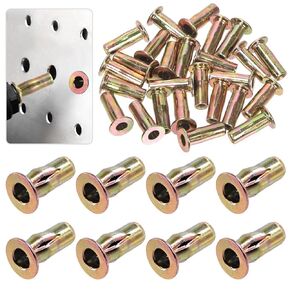 26Pcs M4 Multi-Grip Rivet Nut Kit, Zinc Plated Carbon Steel Rivet Nut Heavy Duty Nutsert Pre Bulbed Threaded Inserts Flat Head Insert Nut