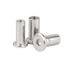 QIRUIRED 5 Pcs M6 x 30mm Hex Socket Screw Rivet Insert Nut 304 Stainless Steel Flat Head Barrel Nuts Internal Thread Cylindrical Nut Rivnut Locking Screws or Bolts