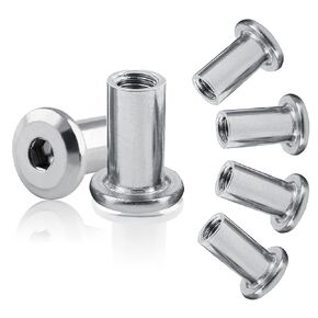 Litoexpe M6 x 25mm Rivet Hex Socket Head Insert Nuts Screw Post Nickel Plated Iron Insert Nut Mounting for Furniture Beds Tone 15Pcs