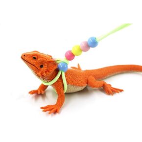 Adjustable Lizard Leash Luminous Reptile Harness Bearded Dragon Leash Gecko Training Leash with Beads Small Animal Leash