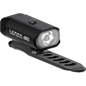Lezyne Mini Drive 400XL Bicycle Front Light, 400 Lumen, Road, Mountain, Gravel Bike, White LED, USB Rechargeable, Black