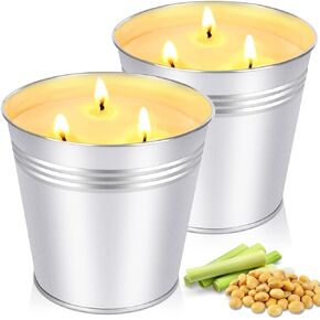 Citronella Candles Outdoor, Large Citronella Candles, 2 Pack Jar Candles for Home Scented, Summer Outside Citronella Candles for Outdoor Indoor Bedroom Kitchen Garden Patio Balcony Camping 2x15oz