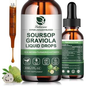 (2 Pack) Soursop Graviola Leaf Extract Liquid Drop Plus Pure Botanical Sea Moss for Cell Support & Regeneration, Immunity, Liver, Zzz & Antioxidant - Soursop Bitters Liquid, 2 Month Supply, 1 Fl Oz