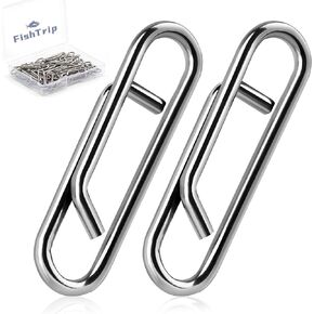 FishTrip Fishing Clips Power Clip - 50pcs Quick Change Connector Link Split Rings Snaps Saltwater Freshwater